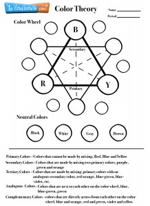 Color theory Page one Color Wheel Chart Worksheet
